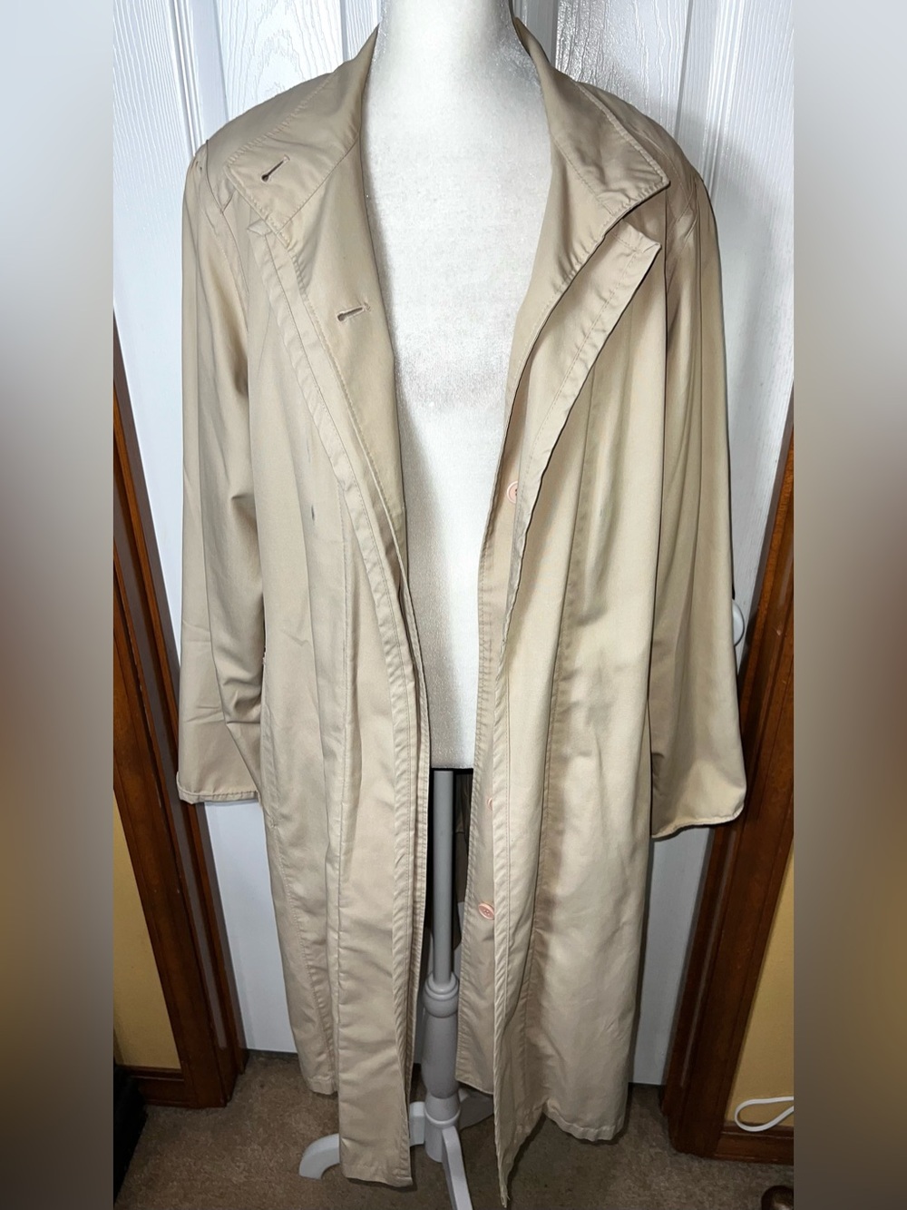 Vintage Nordstrom Trench Coat Trench Jacket Cream Khaki Women’s XL (16 Petite)